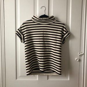 Anthropologie B&W Striped Mock-neck Tee